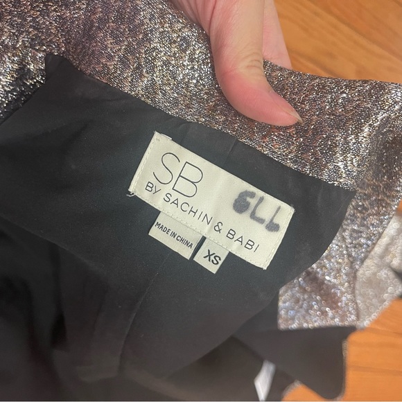 SB by Sachin & Babi metallic moto jacket size XS silver & gold shimmery full zip - Picture 6 of 12